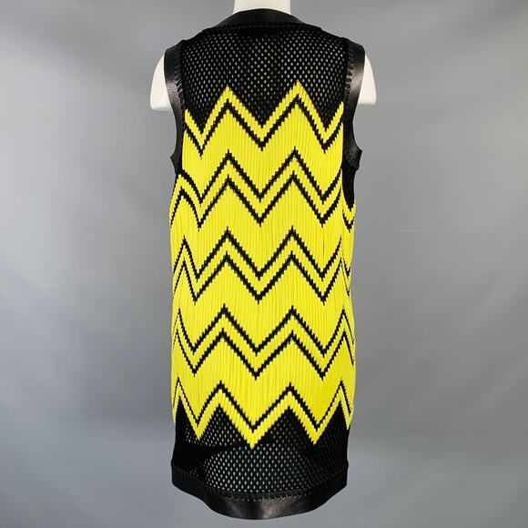 ALEXANDER WANG Black Yellow Polyester Woven Lamb Skin Cocktail Dress - Picture 4 of 6